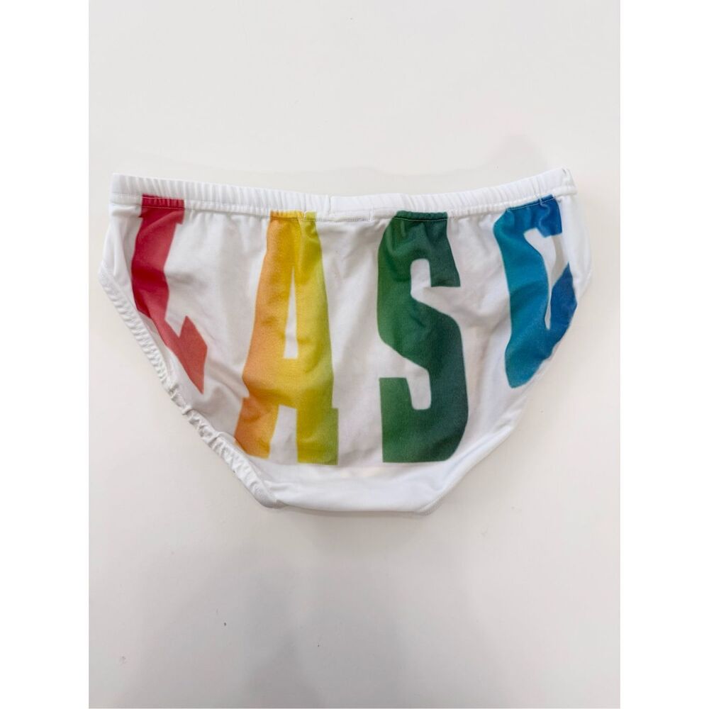 Lasc Mens Rainbow‎ Logo Pride Swim Briefs Bottoms Medium